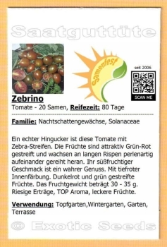 Tomate * Zebrino * dunkelrot * grün gestreift * 20 Samen